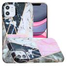 For iPhone 11 Full Plating Splicing Gilding Protective Case (Grey Pink White Marble Color Matching) - 1