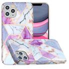 For iPhone 11 Pro Max Full Plating Splicing Gilding Protective Case (Purple White Marble Color Matching) - 1