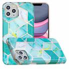 For iPhone 11 Pro Max Full Plating Splicing Gilding Protective Case (Green Glitter Color Matching) - 1