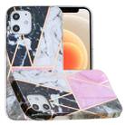 For iPhone 12 mini Full Plating Splicing Gilding Protective Case (Grey Pink White Marble Color Matching) - 1