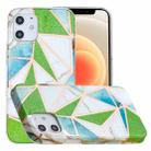 For iPhone 12 mini Full Plating Splicing Gilding Protective Case (Green Triangle Body Color Matching) - 1