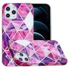 For iPhone 12 Pro Max Full Plating Splicing Gilding Protective Case(Rose Red Purple Color Matching) - 1