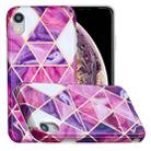 For iPhone XR Full Plating Splicing Gilding Protective Case(Rose Red Purple Color Matching) - 1