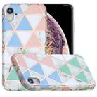 For iPhone XR Full Plating Splicing Gilding Protective Case(Blue White Green Pink Color Matching) - 1