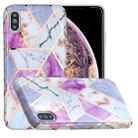 For iPhone X / XS Full Plating Splicing Gilding Protective Case(Purple White Marble Color Matching) - 1