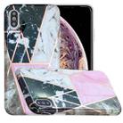 For iPhone X / XS Full Plating Splicing Gilding Protective Case(Grey Pink White Marble Color Matching) - 1
