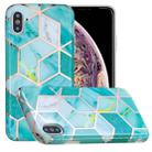 For iPhone X / XS Full Plating Splicing Gilding Protective Case(Green Glitter Color Matching) - 1