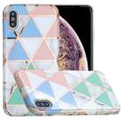 For iPhone XS Max Full Plating Splicing Gilding Protective Case(Blue White Green Pink Color Matching) - 1