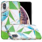 For iPhone XS Max Full Plating Splicing Gilding Protective Case(Green Triangle Body Color Matching) - 1