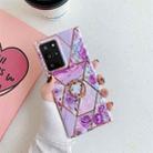 For Samsung Galaxy A51 5G Electroplating Stitching Pattern Soft TPU Protective Case with Ring Holder(Stitching Purple Flowers) - 1