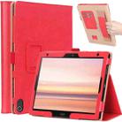 WY-606C For Sharp Dtab D-41A (2020) Retro Texture PU + TPU Horizontal Flip Leather Case with Holder & Card Slots & Hand Strap(Red) - 1