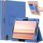 WY-606C For Sharp Dtab D-41A (2020) Retro Texture PU + TPU Horizontal Flip Leather Case with Holder & Card Slots & Hand Strap(Blue) - 1