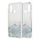 For Huawei P Smart (2020) Marble Pattern Glittery Powder Shockproof TPU Case with Detachable Buttons(Green) - 1