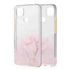 For Xiaomi Redmi 9C Marble Pattern Glittery Powder Shockproof TPU Case with Detachable Buttons(Pink) - 1