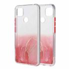 For Xiaomi Redmi 9C Marble Pattern Glittery Powder Shockproof TPU Case with Detachable Buttons(Red) - 1