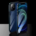 Electroplating Frame Double Sides Tempered Glass Magnetic Adsorption Case For iPhone 12 mini(Black + Blue) - 1