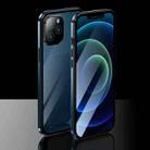 Electroplating Frame Double Sides Tempered Glass Magnetic Adsorption Case For iPhone 12 Pro(Black + Blue) - 1