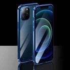 Electroplating Frame Double Sides Tempered Glass Magnetic Adsorption Case For iPhone 12 Pro (Blue) - 1