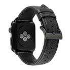 Litchi Texture Genuine Leather Watch Band For Apple Watch Series 7 41mm / 6 & SE & 5 & 4 40mm / 3 & 2 & 1 38mm(Black) - 1