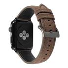 Litchi Texture Genuine Leather Watch Band For Apple Watch Series 7 45mm / 6 & SE & 5 & 4 44mm / 3 & 2 & 1 42mm(Khaki) - 1