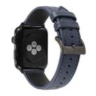 Litchi Texture Genuine Leather Watch Band For Apple Watch Series 7 45mm / 6 & SE & 5 & 4 44mm / 3 & 2 & 1 42mm(Navy Blue) - 1