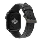 Litchi Texture Genuine Leather Watch Band For Apple Watch Series 7 45mm / 6 & SE & 5 & 4 44mm / 3 & 2 & 1 42mm(Black) - 1