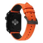 Litchi Texture Genuine Leather Watch Band For Apple Watch Series 7 45mm / 6 & SE & 5 & 4 44mm / 3 & 2 & 1 42mm(Orange) - 1