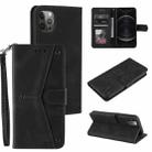 Stitching Calf Texture Horizontal Flip Leather Case with Holder & Card Slots & Wallet For iPhone 12 / 12 Pro(Black) - 1