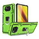 For Xiaomi Poco X3 NFC Cool Armor PC + TPU Shockproof Case with 360 Degree Rotation Ring Holder(Green) - 1