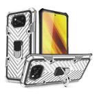 For Xiaomi Poco X3 NFC Cool Armor PC + TPU Shockproof Case with 360 Degree Rotation Ring Holder(Silver) - 1