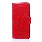 For OnePlus 3 Geometric Stitching Horizontal Flip TPU + PU Leather Case with Holder & Card Slots & Wallet(Red) - 1