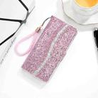For Samsung Galaxy M51 Glitter Powder Horizontal Flip Leather Case with Card Slots & Holder & Lanyard(Pink) - 1