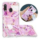 For Samsung Galaxy A20e Flat Plating Splicing Gilding Protective Case(Purple Flowers Color Matching) - 1