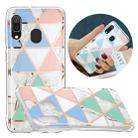 For Samsung Galaxy A20e Flat Plating Splicing Gilding Protective Case(Blue White Green Pink Color Matching) - 1