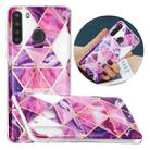 For Samsung Galaxy A21 Flat Plating Splicing Gilding Protective Case(Rose Red Purple Color Matching) - 1