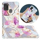 For Samsung Galaxy A21s Flat Plating Splicing Gilding Protective Case(Purple White Marble Color Matching) - 1