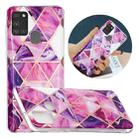 For Samsung Galaxy A21s Flat Plating Splicing Gilding Protective Case(Rose Red Purple Color Matching) - 1