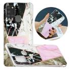 For Samsung Galaxy A21s Flat Plating Splicing Gilding Protective Case(Grey Pink White Marble Color Matching) - 1