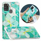 For Samsung Galaxy A21s Flat Plating Splicing Gilding Protective Case(Green Glitter Color Matching) - 1