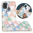 For Samsung Galaxy A21s Flat Plating Splicing Gilding Protective Case(Blue White Green Pink Color Matching) - 1