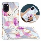For Samsung Galaxy A31 Flat Plating Splicing Gilding Protective Case(Purple White Marble Color Matching) - 1
