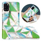 For Samsung Galaxy A31 Flat Plating Splicing Gilding Protective Case(Green Triangle Body Color Matching) - 1