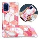 For Samsung Galaxy A41 Flat Plating Splicing Gilding Protective Case(Cherry Glitter Color Matching) - 1