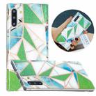 For Samsung Galaxy Note10 Flat Plating Splicing Gilding Protective Case(Green Triangle Body Color Matching) - 1