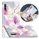 For Samsung Galaxy Note10+ Flat Plating Splicing Gilding Protective Case(Purple White Marble Color Matching) - 1