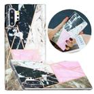 For Samsung Galaxy Note10+ Flat Plating Splicing Gilding Protective Case(Grey Pink White Marble Color Matching) - 1