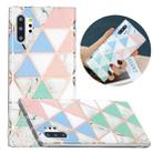 For Samsung Galaxy Note10+ Flat Plating Splicing Gilding Protective Case(Blue White Green Pink Color Matching) - 1