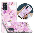 For Samsung Galaxy Note20 Flat Plating Splicing Gilding Protective Case(Purple Flowers Color Matching) - 1