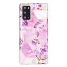 For Samsung Galaxy Note20 Flat Plating Splicing Gilding Protective Case(Purple Flowers Color Matching) - 2