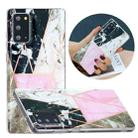 For Samsung Galaxy Note20 Flat Plating Splicing Gilding Protective Case(Grey Pink White Marble Color Matching) - 1
